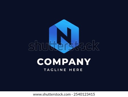 Initial Letter N with Hexagon Shape Logo Design. Modern Hexagon Shape on Letter N Logo Design Concept. Hexagon Geometric Symbol for Corporate Business Identity. Alphabet Vector Logo Illustration