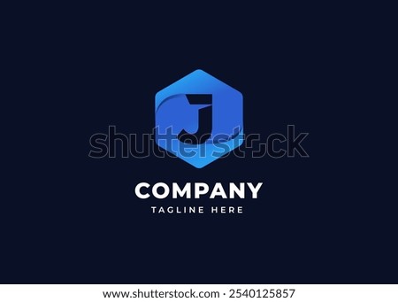 Modern Hexagon Shape on Letter J Logo Design Concept. Initial Letter J with Hexagon Shape Logo Design. Hexagon Geometric Symbol for Corporate Business Identity. Alphabet Vector Logo Illustration