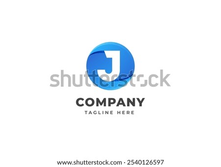 Modern Circle Shape on Letter J Logo Design Concept. Initial Letter J with Circle Shape Logo Design. Circle Shape Symbol for Corporate Business Identity. Alphabet Vector Logo Illustration