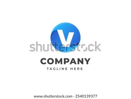 Modern Circle Shape on Letter V Logo Design Concept. Initial Letter V with Circle Shape Logo Design. Circle Shape Symbol for Corporate Business Identity. Alphabet Vector Logo Illustration