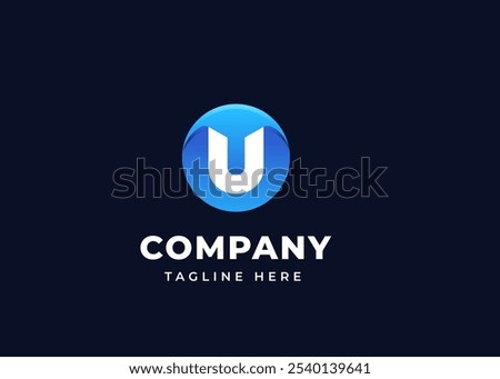 Modern Circle Shape on Letter U Logo Design Concept. Initial Letter U with Circle Shape Logo Design. Circle Shape Symbol for Corporate Business Identity. Alphabet Vector Logo Illustration