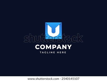 Initial Letter U with Square Shape Logo Design. Modern Cube Shape on Letter U Logo Design Concept. Square Geometric Symbol for Corporate Business Identity. Alphabet Vector Logo Illustration