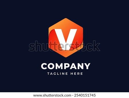 Initial Letter V with Hexagon Shape Logo Design. Modern Polygon Shape on Letter V Logo Design Concept. Hexagon Geometric Symbol for Corporate Business Identity. Alphabet Vector Logo Illustration