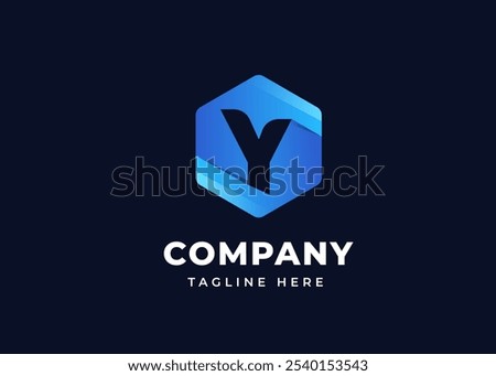 Initial Letter Y with Hexagon Shape Logo Design. Modern Polygon Shape on Letter Y Logo Design Concept. Hexagon Geometric Symbol for Corporate Business Identity. Alphabet Vector Logo Illustration