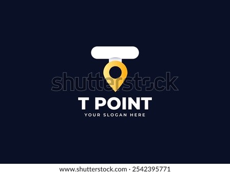 Point Symbol on Letter T Gradient Logo Design Inspiration. Initial Letter T with Map Pin Icon Logo Design. Location Marker for Travel and Navigation Brand Identity. Alphabet Vector Logo Illustration.