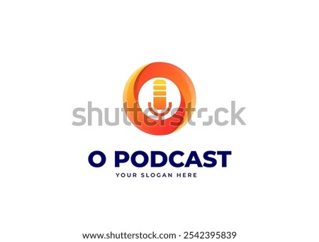 Microphone on Circle Letter O Logo Vector Inspiration. Letter O with Podcast Mic Icon Symbol Logo Design. Media and Broadcasting Symbol for Audio Business Identity. Alphabet Vector Logo Illustration