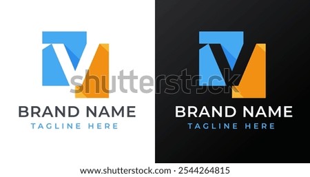 Square Abstract Shape on Letter V Logo Inspiration. Initial Letter V with Abstract Shape Logo Design. Abstract Shape Symbol for Corporate Business Identity. Alphabet Vector Logo Illustration