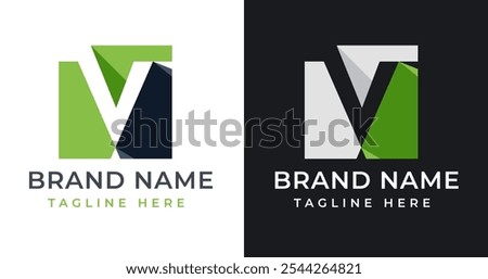 Square Abstract Shape on Letter V Logo Inspiration. Initial Letter V with Abstract Shape Logo Design. Abstract Shape Symbol for Corporate Business Identity. Alphabet Vector Logo Illustration