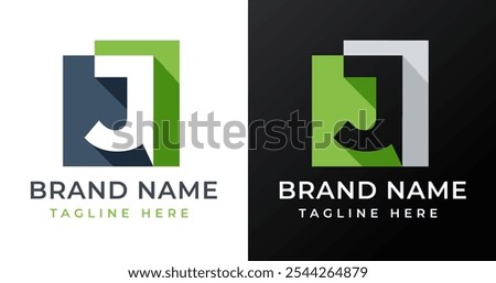 Abstract Shape on Letter J Logo Design Inspiration. Initial Letter J with Abstract Shape Logo Design. Abstract Shape Symbol for Corporate Business Identity. Alphabet Vector Logo Illustration