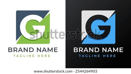 Square Abstract Shape on Letter G Logo Design Inspiration. Initial Letter G with Abstract Shape Logo Design. Abstract Shape Symbol for Corporate Business Identity. Alphabet Vector Logo Illustration