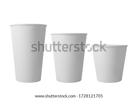 White open paper coffee cups. Realistic vector mockup