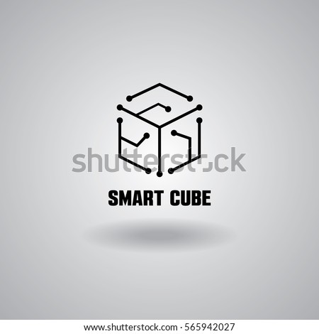 Technology Smart Cube logo, computer and data related business, hi-tech and innovative, electronic