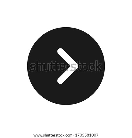 Arrow button icon. Menu navigation pointer symbol. Next indicator sign. Simple flat shape direction logo. Isolated on white background. Vector illustration image.