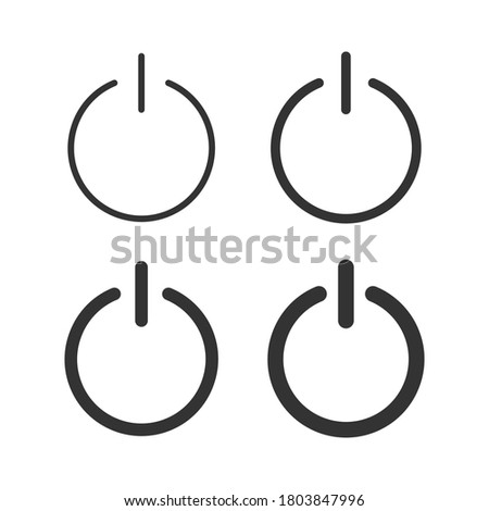 Power button icon. Flat on off switch symbol. Start sign silhouette. Vector illustration image. Isolated on white background.
