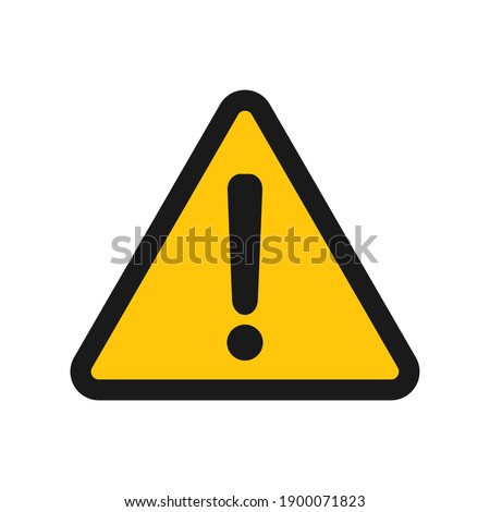 Exclamation mark vector icon. Warning and caution yellow triangle sign. Danger and error logo symbol. Application and web interface image. Clip-art silhouette.
