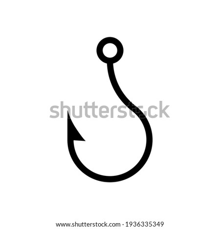 Fishing hook shape vector icon. Fish bait symbol sign. Logo symbol. Simple shape catch silhouette image illustration. Isolated on white background.