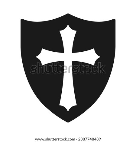 Shield and cross icon. Coat of arms symbol. heraldry sign. Vector illustration image.