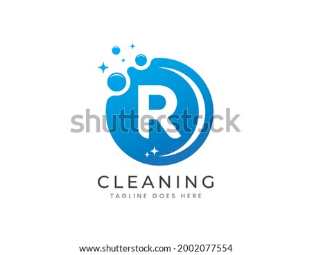 Letter R with Dots and Bubbles. Cleaning Logo Design Template Stock foto © 