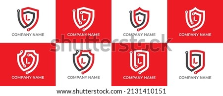 Shield Technology Logo icon symbol with Letter L. Vector logo template
