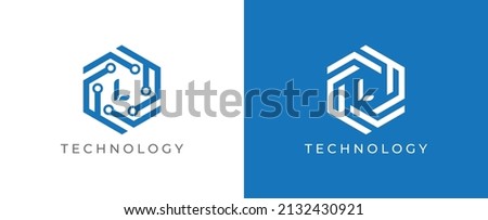 Hexagon Technology Logo icon symbol Design with Letter L. Vector logo template Stock fotó © 