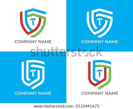 Set of Shield Logo symbol Design with Letter T. Vector logo template