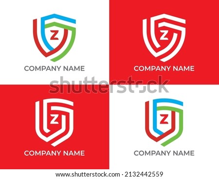 Set of Shield Logo symbol Design with Letter Z. Vector logo template