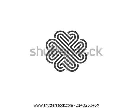 love clover knot heart logo Concept sign icon symbol Design. Vector illustration logo template
