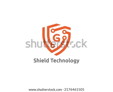 Shield Tech Logo Concept sign icon symbol Design with Letter G. Technology Logo Design. Vector illustration logo template