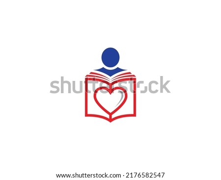 Book Logo Concept sign icon symbol Design. Book with Heart Logo Design. Vector illustration logo template