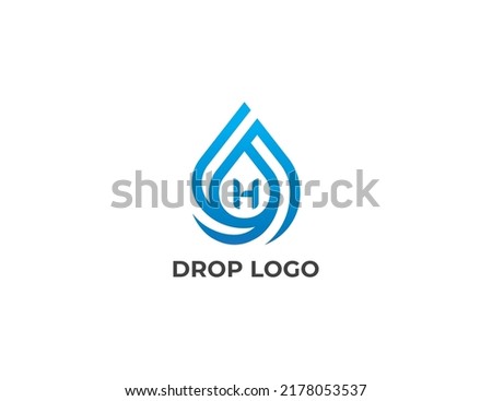 Drop Logo Concept sign icon symbol Design with Letter H. Water Drop Logo Design. Vector illustration logo template