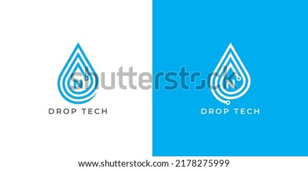 Drop Tech Logo Concept sign icon symbol Design with Letter N. Tech Logo Design. Vector illustration logo template Foto stock © 