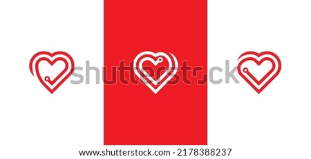 Heart Tech Logo Concept sign icon symbol Design. Heart Technology Logo. Vector illustration logo template