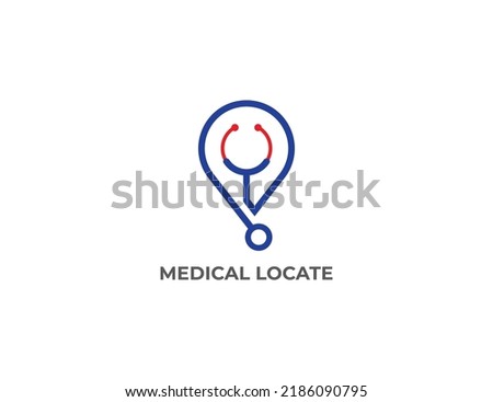 Stethoscope Location Pin Logo sign icon symbol Design. Medical Health care Logotype. Vector illustration template