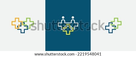 Medical Plus Cross Logo Concept sign icon symbol Element Design. People, Family, Health Care Logotype. Vector illustration template