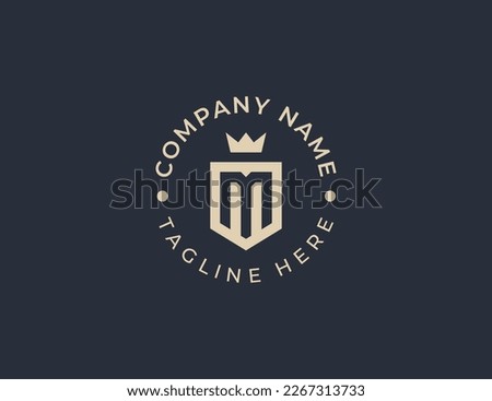 initial Letter M Shield Logo Concept symbol icon sign Element Design. Cyber, Security, Protection, Guardian Logotype. Vector illustration template