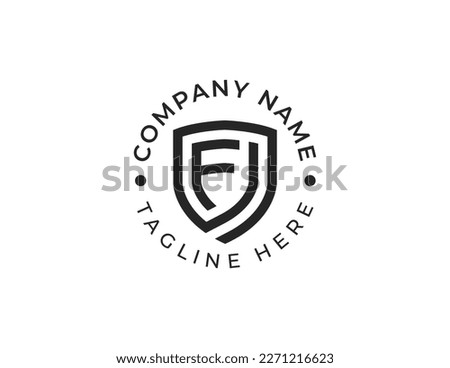 initial Letter F Shield Monogram Logo Concept icon symbol sign Element Design. Cyber, Security, Protection, Guardian Logotype. Vector illustration template