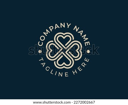 Love Clover Knot Heart Logo Concept symbol sign icon Design. Love, Medical, Health Care, Valentine's Day Logotype. Vector illustration logo template