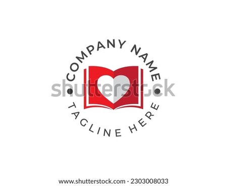 Love Book Heart  Logo Concept sign icon symbol Element Design. E-book, Graduation, Education, Library, Book Store and Academy Logotype. Vector illustration template