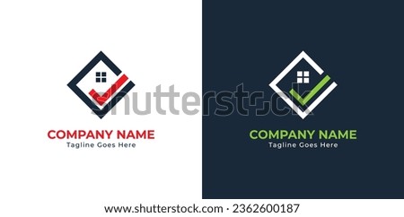 Check Home Real estate Logo Concept icon sign symbol Element Design. Tick, Checkmark, Mortgage, building, Realtor, House Logotype. Vector illustration logo template