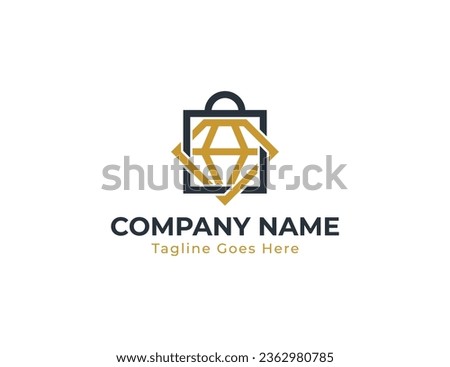 Diamond Bag or Jewellery Shop Logo Concept icon sign symbol Element Design. Gem, Jewelry, Store, Shopping Logotype. Vector illustration logo template