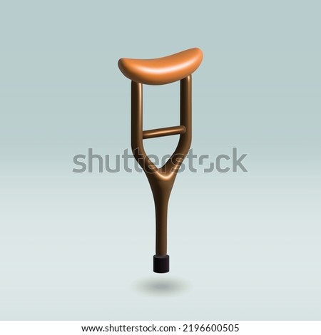 crutch isolated vector 3d icon. wooden crutch 3d illustration.
