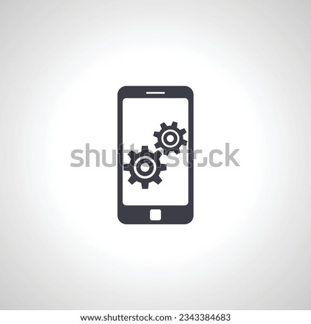 phone with gears, mobile phone settings icon