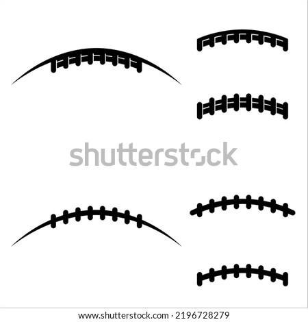 Football Lace Profile Vector Set on White