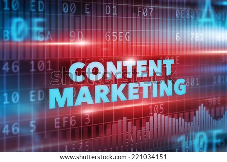 Content marketing concept red background blue text