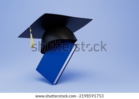 education at school, college, university. book in a master's hat. 3d render. Zdjęcia stock © 