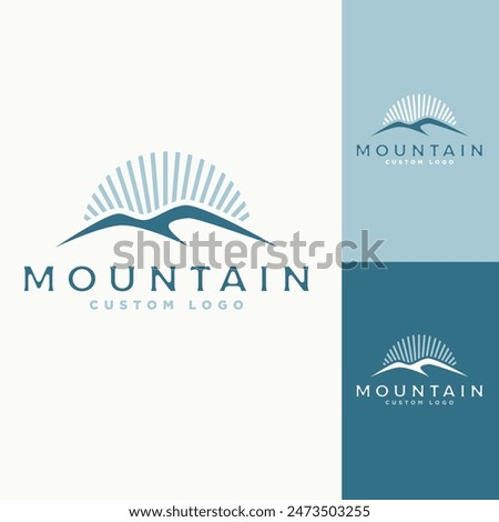 Mountain sun shine minimalist vector logo design for your business