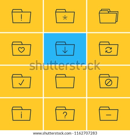 Vector illustration of 12 document icons line style. Editable set of important, significant, download and other icon elements.