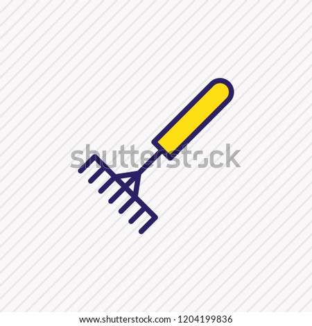 Vector illustration of rake icon colored line. Beautiful industry element also can be used as pitchfork icon element.