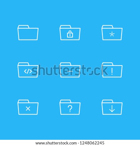 Vector illustration of 9 document icons line style. Editable set of code, missed, download and other icon elements.