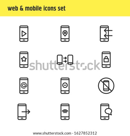 Vector illustration of 12 phone icons line style. Editable set of wifi, smartphone, remove and other icon elements.